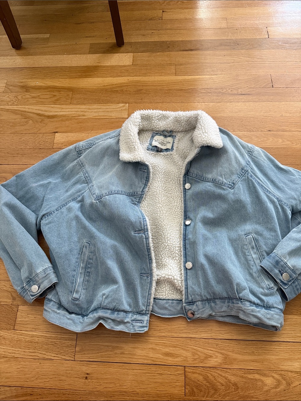 Light Blue Sherpa-Lined Denim Jacket - Cozy Warmth
